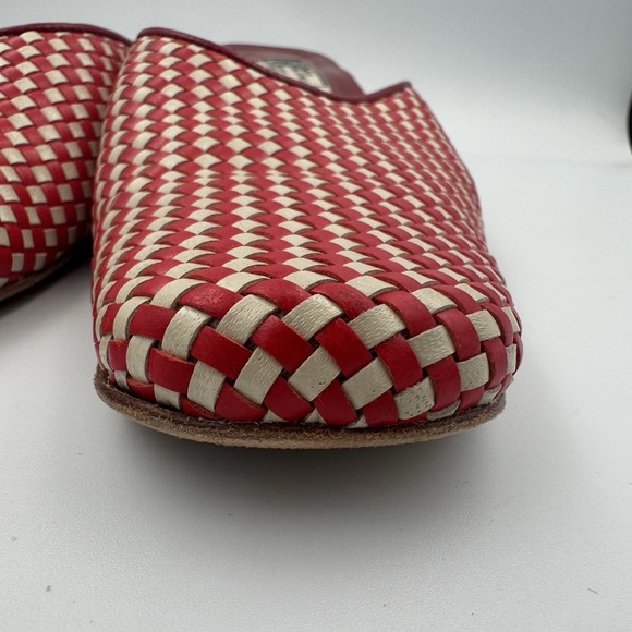 Paola del Lungo Mules Red White Woven Womens Shoe Size US 9 EU 41 Slip On - Picture 12 of 14